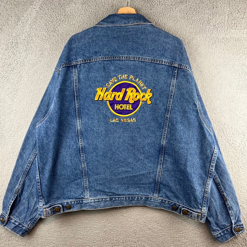 Vintage Hard Rock Hotel Las Vegas Denim Jacket Save The Planet 2XL